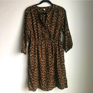 Old Navy Leopard Split Neck Print Shirt Dress